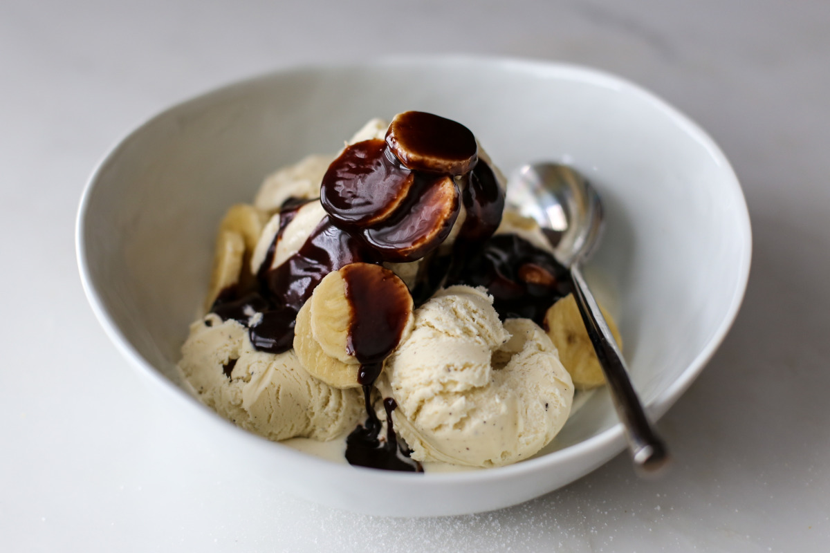 Homemade chocolate sauce for ice cream on sale